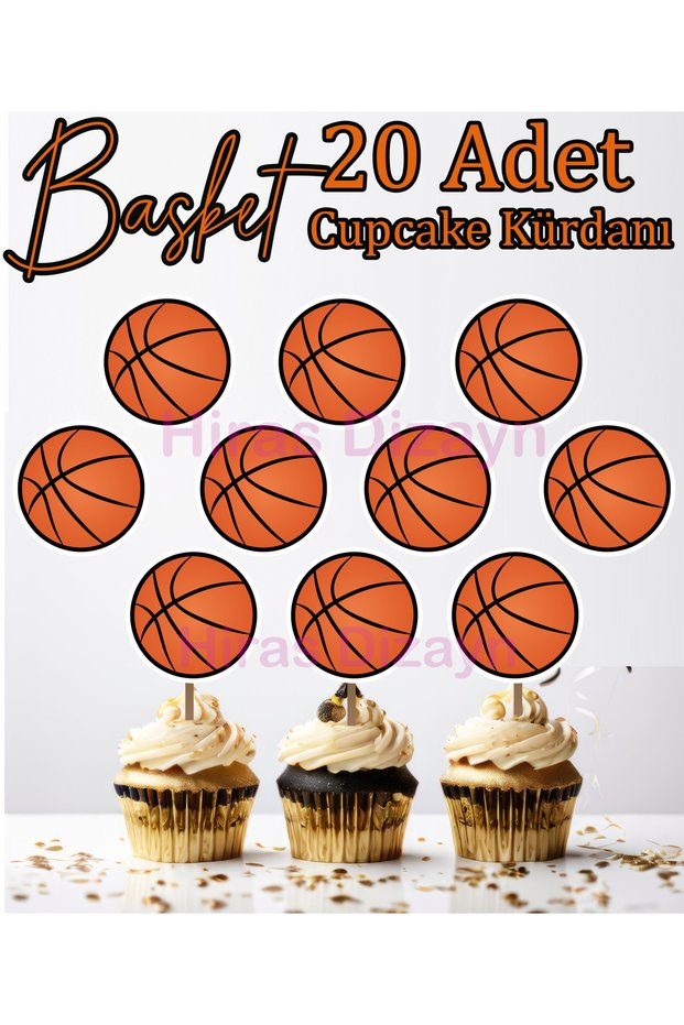 20 Pieces Basketball Ball Cupcake Picks - Cake - Cookie Decorations 20 Pieces Cocktail Picks with Toothpicks Promise Engagement Birthday Cocktail Invitation and Presentation Cake Decoration Ornament Thick Paper