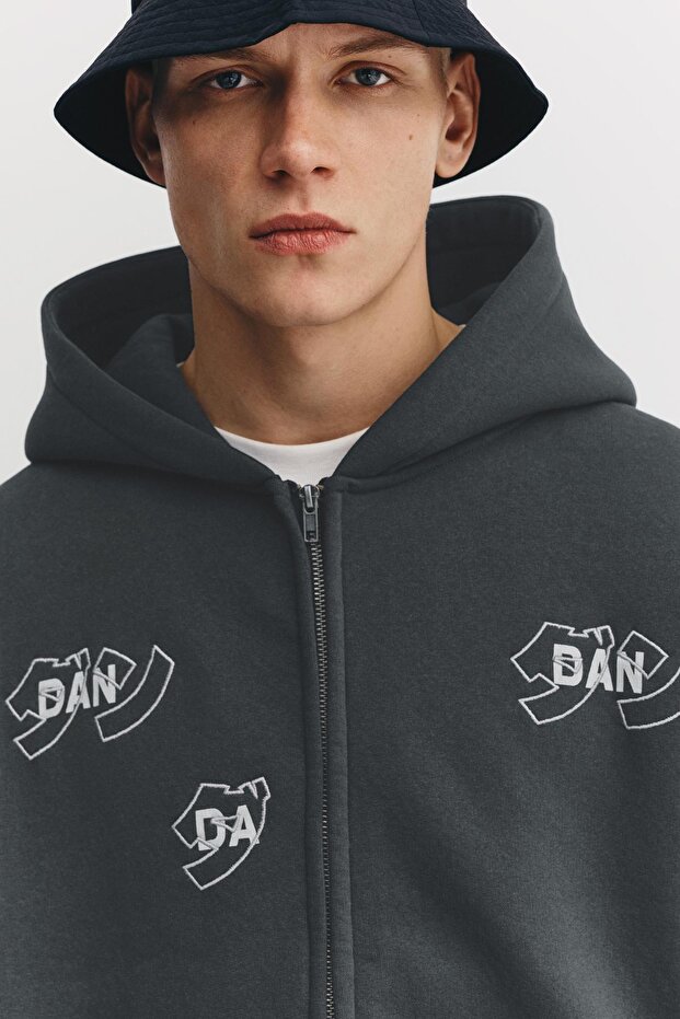 Dan Da Dan fermuarlı kapüşonlu sweatshirt - 5