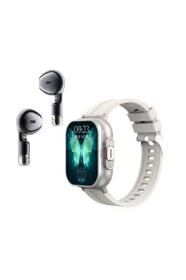 Smartbarry A70 Smart Watch with Built-in Wireless Earbuds (White)