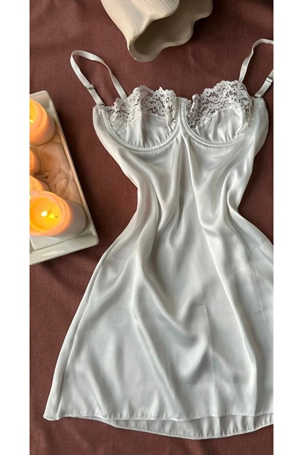 Beyaz Gecelik elbise - 2