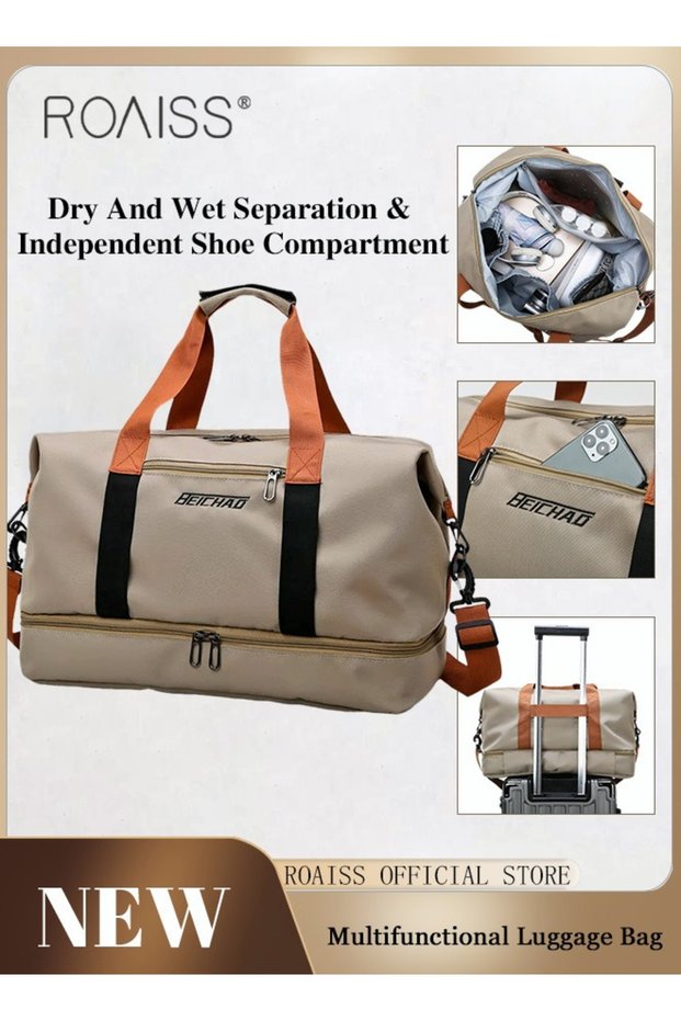 Multi Functional Large Capacity Carry on Luggage Bag Wet and Dry Separation Shoe Compartment Gym Bag