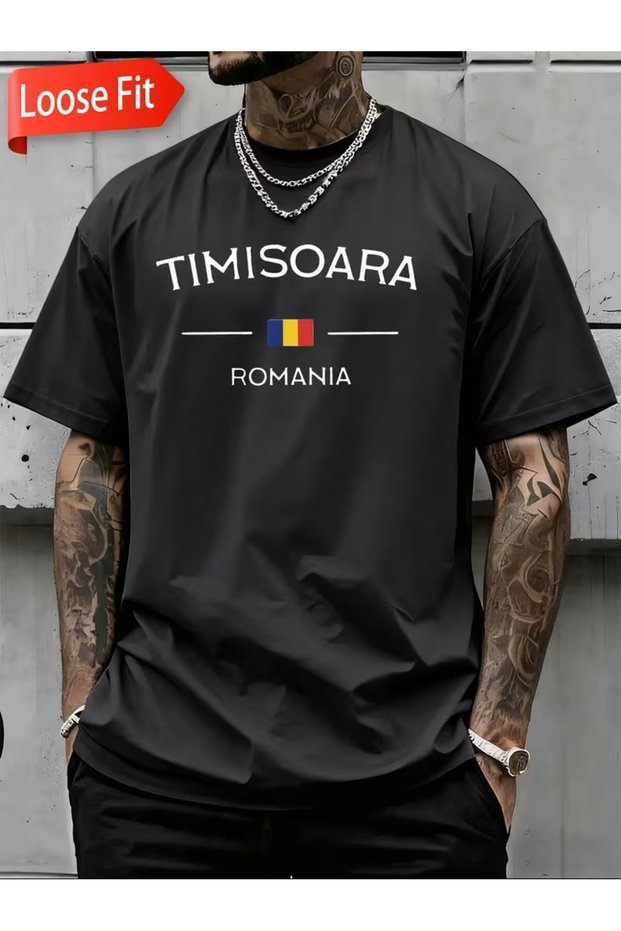 100% Cotton Romania Flag & City of Timisoara B Printed T-Shirt for Men