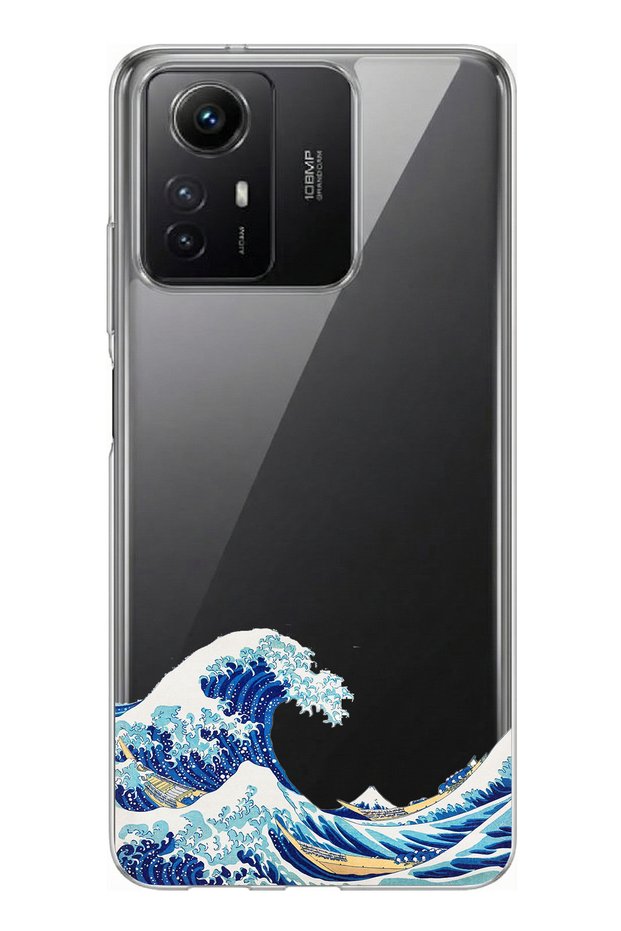 حافظة سيليكون مطبوع متوافقة مع هاتف Redmi Note 12S بتصميم موجة كاناغاوا أوكي نامي أورا