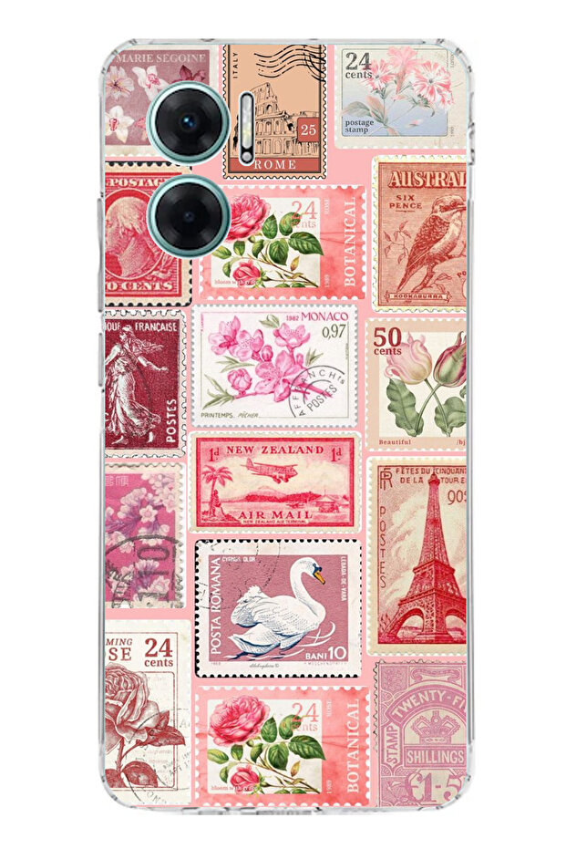 حافظة سيليكون متوافقة مع هاتف Redmi Note 11E باللون الوردي مطبوع - 1