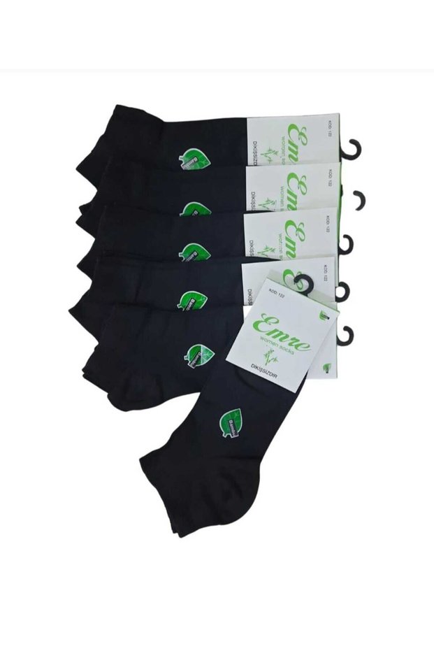 & Emre 6 Pairs Bamboo Short Sports Stitch-Free Toe Unisex Booties Socks - Black