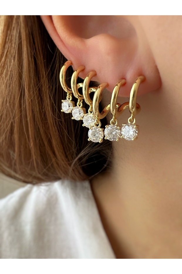 أقراط متعددة مرصعة بالحجر الكريم الفاخر - 1