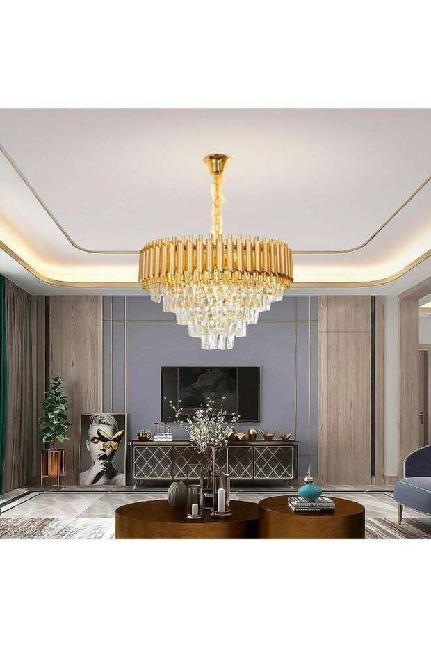 Luxury Golden Round Crystal Chandelier, Dia 60cm