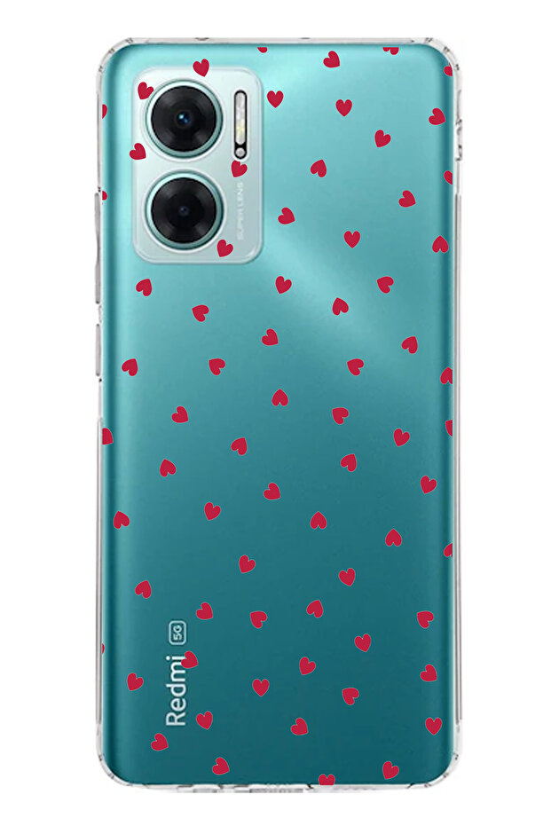 حافظة سيليكون مطبوع متوافقة مع تصميم Redmi Note 11E باللون الأحمر - 1