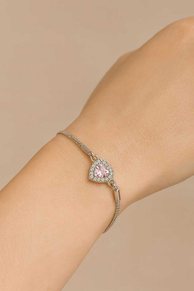 Steel Zircon Stone Heart Elevator Serious Relationship Bracelet