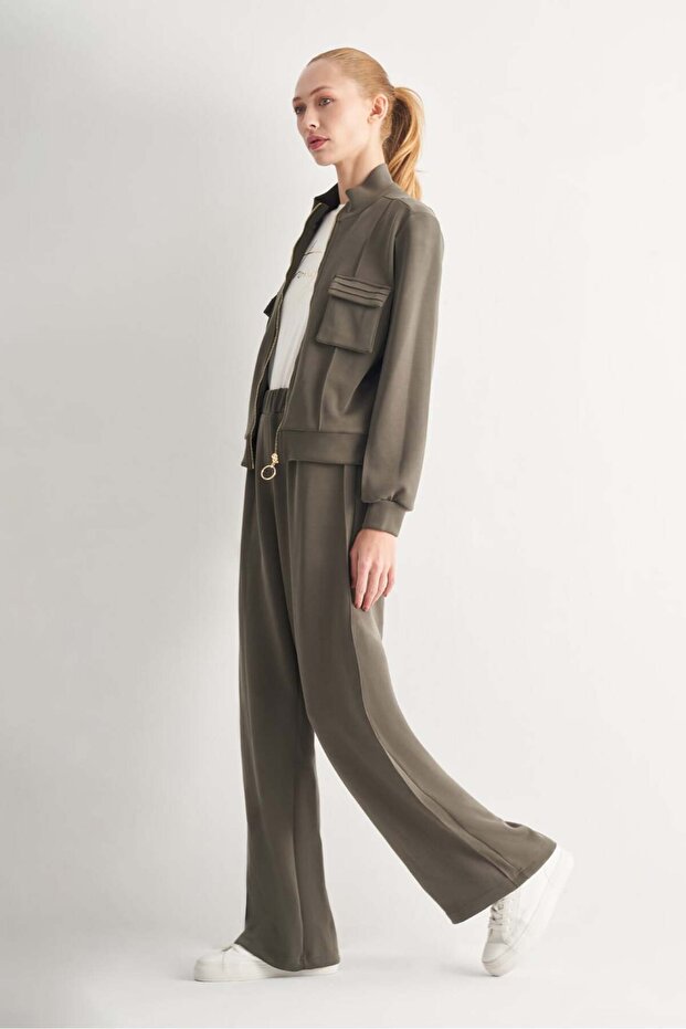 Fermuarlı Dik Yaka Sweatshirt - 4