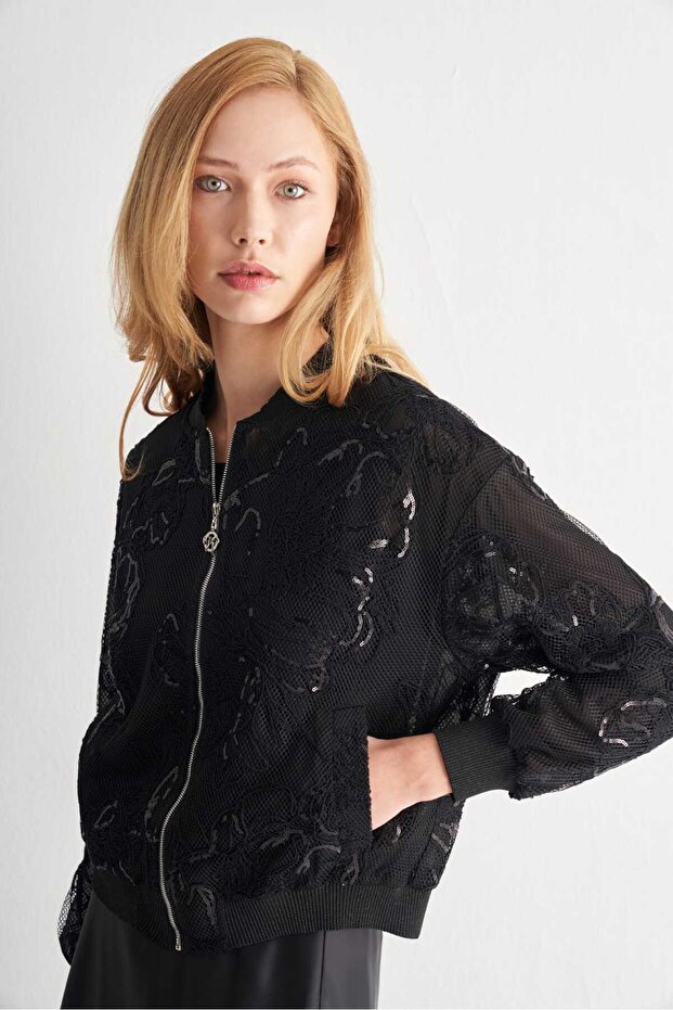 Dantel Payetli Ceket - 2