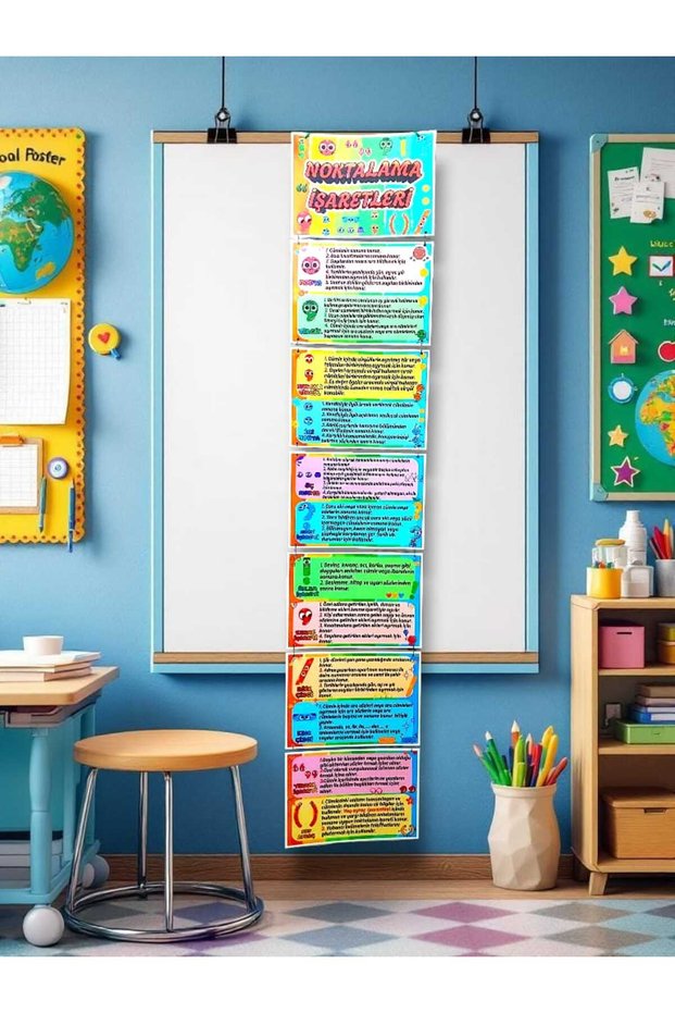 Punctuation Marks Banner 7 Pieces of Pvc-Coated Banners for School and Classrooms 30*155 cm