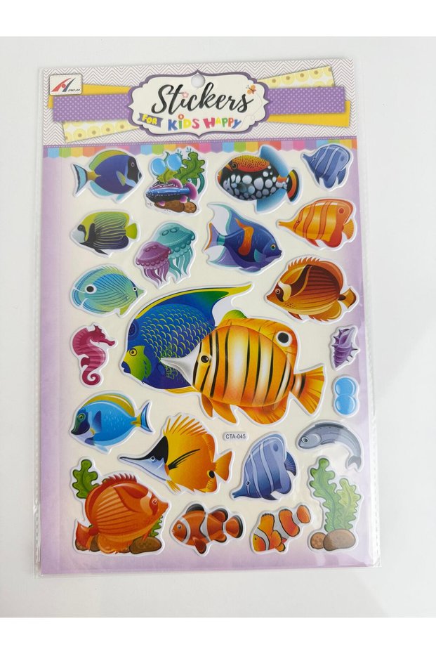 1 Sheet Fish Animal Embossed High Quality Sticker, Label