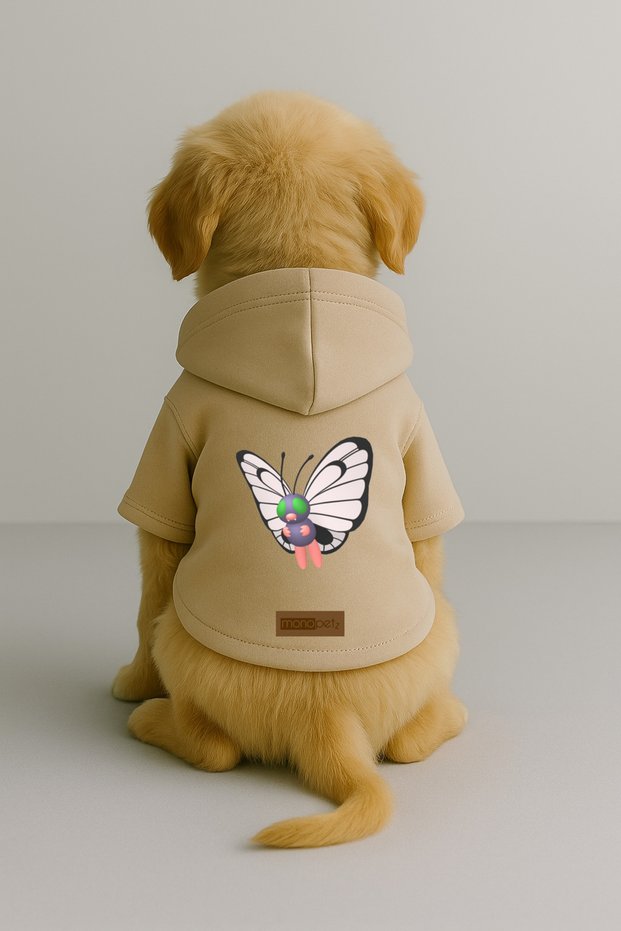 Printed Dog and Cat Clothing & Dress with Fleece Inside - Beige Color K Hooded Hoodie Ba303