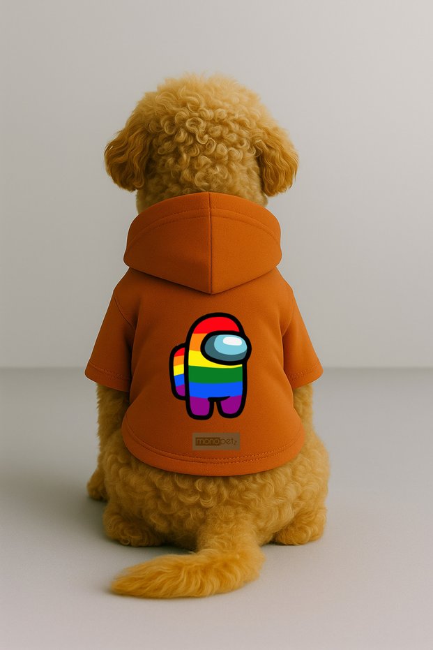 Printed Dog and Cat Clothing & Dress with Fleece Inside - Orange Color K Hooded Hoodie B4175