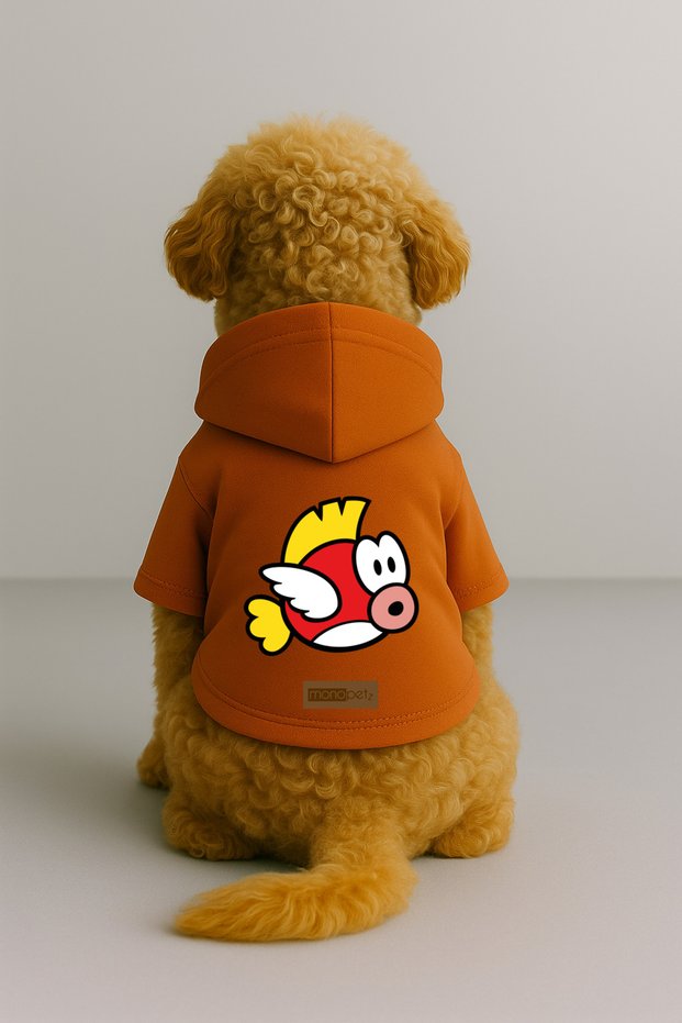 Printed Dog and Cat Clothing & Dress with Fleece Inside - Orange Color K Hooded Hoodie B7F3C