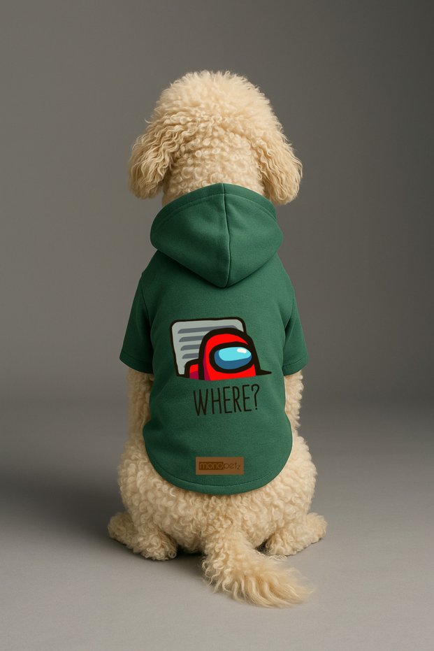 Printed Dog and Cat Clothing & Dress with Fleece Inside - Green Color K Hooded Hoodie Ba05C