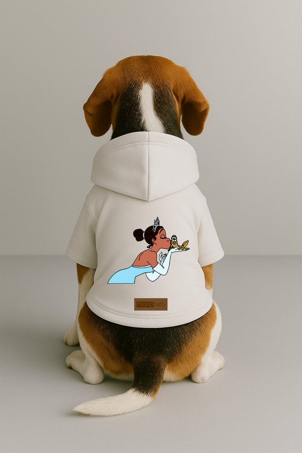 Printed Dog and Cat Clothing & Dress with Fleece Inside - White Color K Hooded Hoodie Baae1