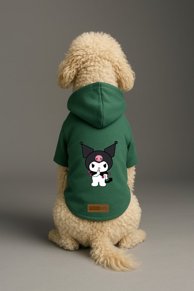 Printed Dog and Cat Clothing & Dress with Fleece Inside - Green Color K Hooded Hoodie Bfc9C