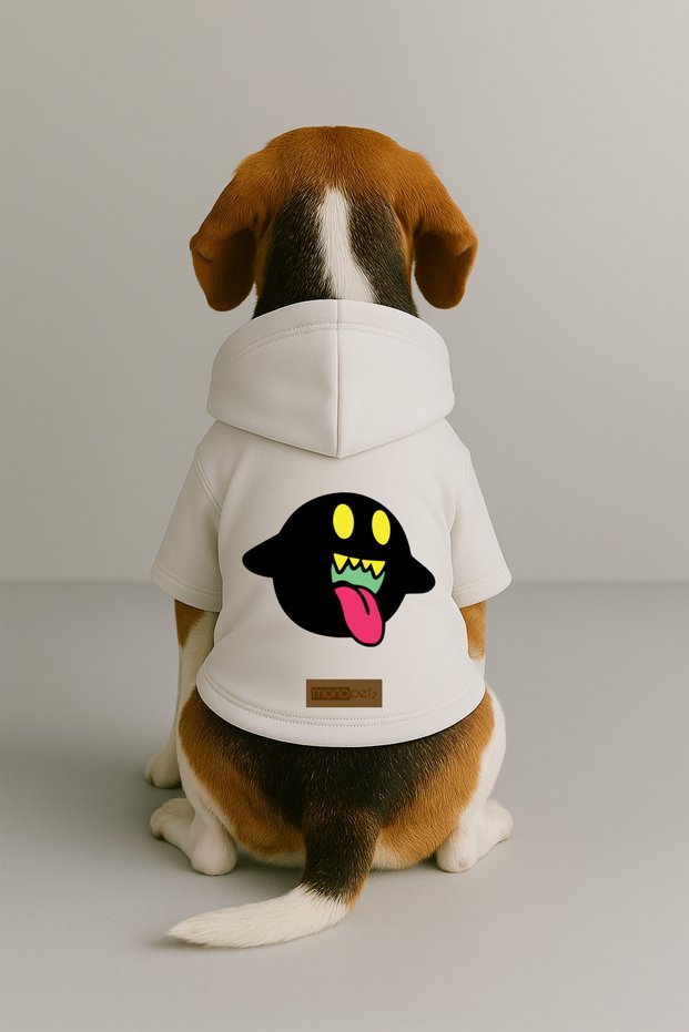 Printed Dog and Cat Clothing & Dress with Fleece Inside - White Color K Hooded Hoodie Bc3E5