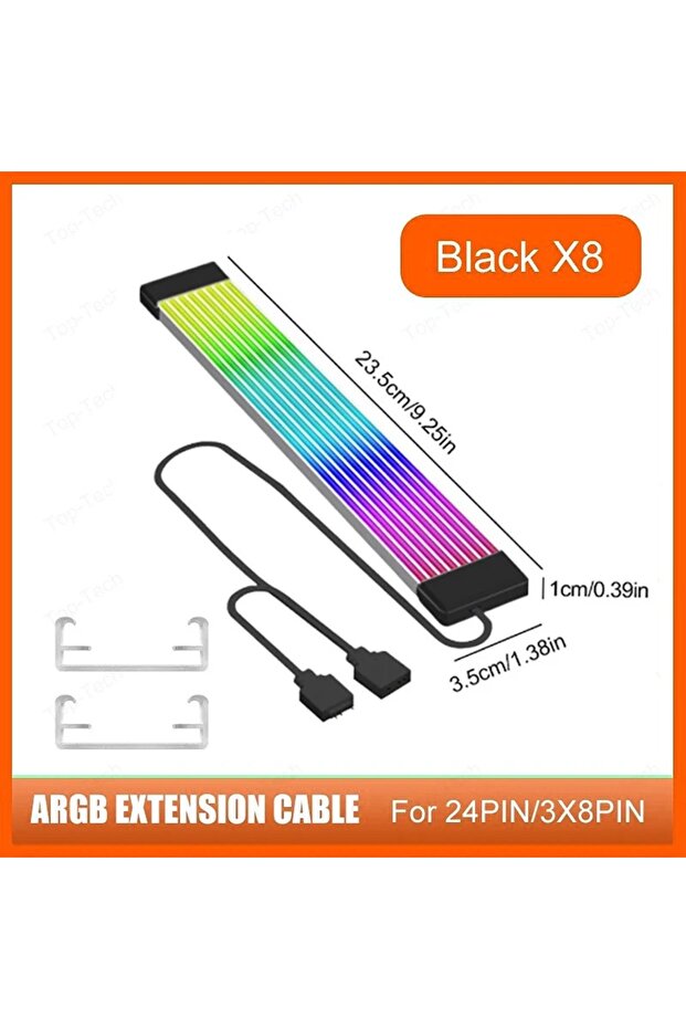 شريط إضاءة RGB أسود GPU 3x8PIN للكمبيوتر الشخصي مناسب لمصدر طاقة الكمبيوتر ATX 24PIN GPU بطاقة الفيديو Cabl