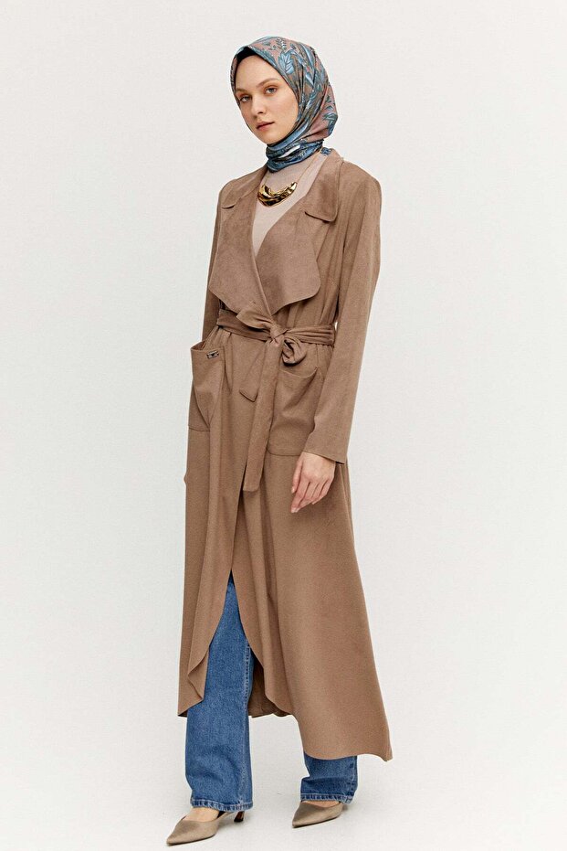 Süet Dokulu Pardesü - 2