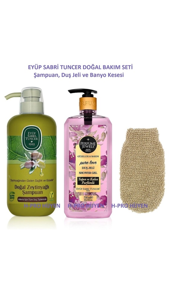 Natural Care Set, Shampoo, Pure Love Shower Gel and Bath Scrub