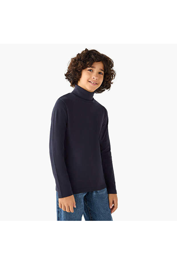 Solid Turtleneck with Long Sleeves - 1