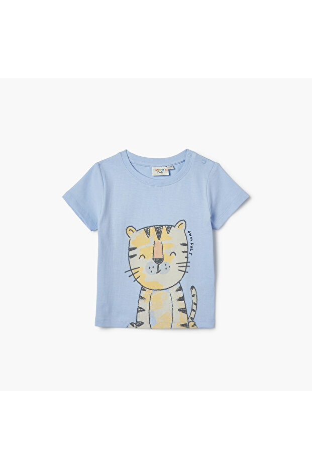 Tiger Print T-shirt with Short Sleeves