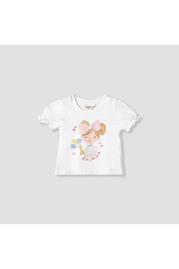 Printed T-shirt with Puff Sleeves