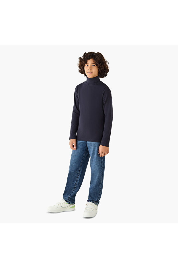 Solid Turtleneck with Long Sleeves - 2
