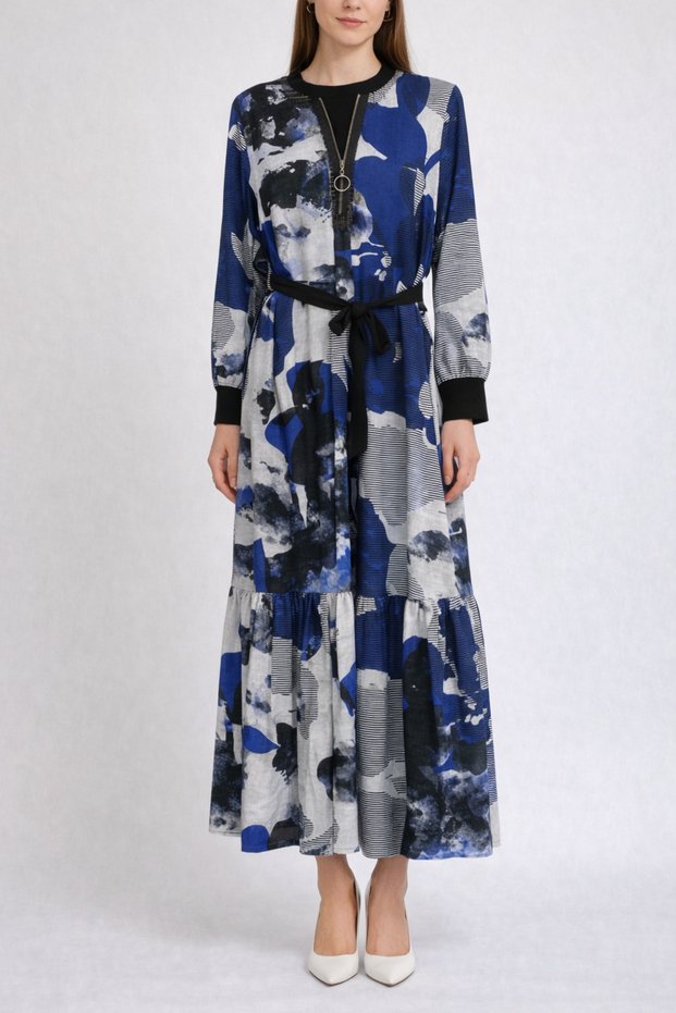 Collar Zipper Detailed Dress