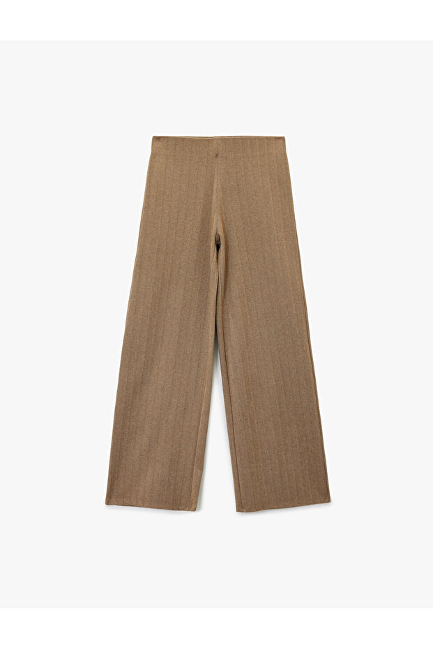 Straight Wide-Leg Patterned Winter Trousers