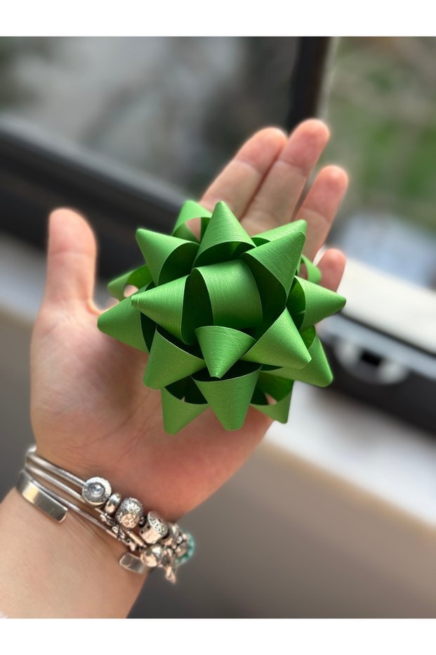 Bow Green Matte Star Ornament Gift Package Decoration Set of 10 - Raffia Adhesive 10cm