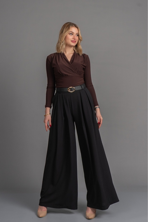 Women's Winter Black Cheris Open Pilikaşe Trousers 30331