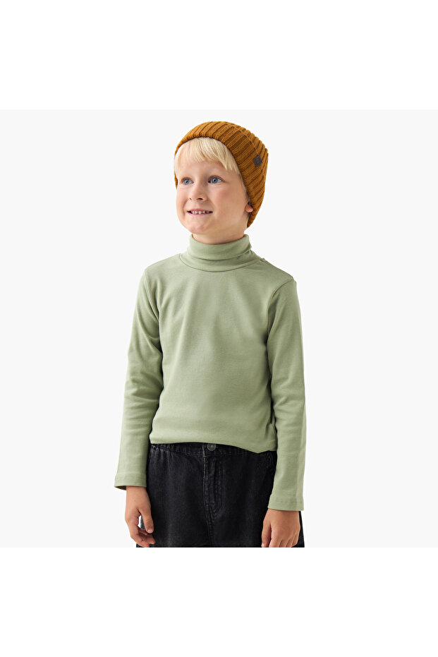 Boys Turtleneck T-shirt - Cotton Blend - Long Sleeves