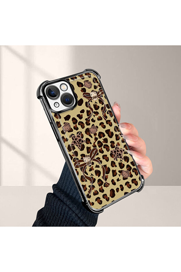 غطاء هاتف شفاف من السيليكون الناعم متوافق مع آيفون 13 مع طباعة نمط الفهد - 3