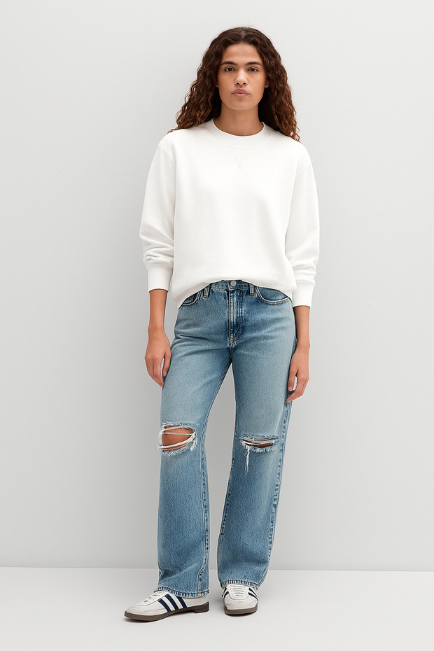 Kadın Sweatshirt Basic Minimal Günlük Stil - 1