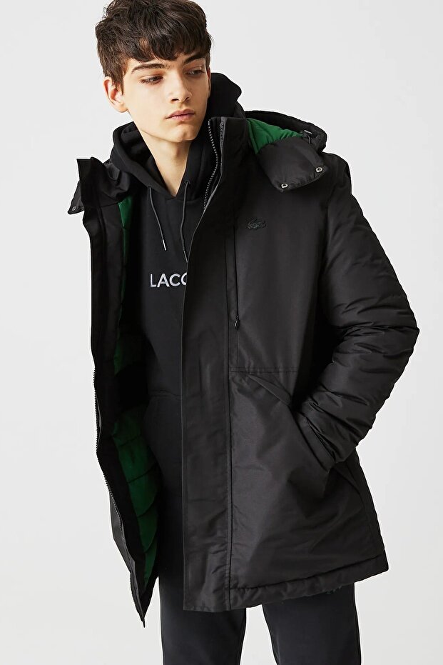 Syntehic Fill Jacket Removable Hooded Men's Parka Black