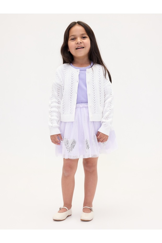 Kız Bebek Lila Tulle & Sequin Heart Etek - 1