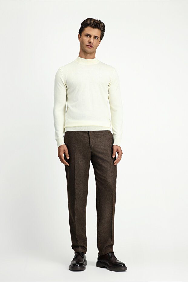 Yarım Balıkçı Yaka Regular Fit Yünlü Basic Örme Triko Kazak - 2