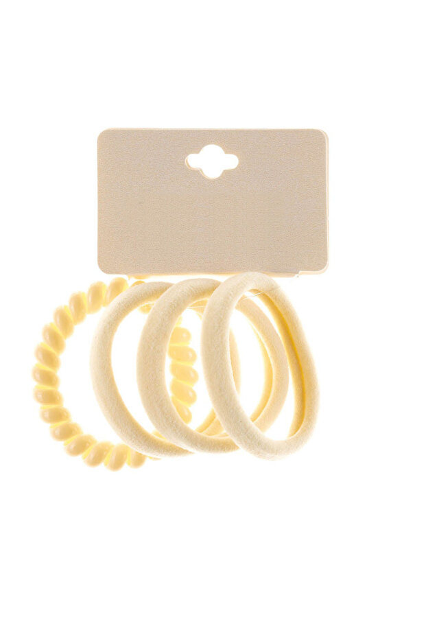 Set de 4 elastice de păr, crem x 83 - 1
