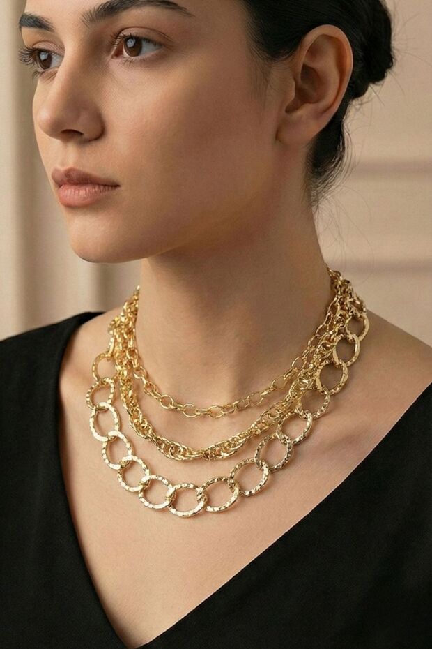 Multi Chain Design Necklace – Non-Tarnish, Anti-Allergic, Stylish Appearance (40+5 cm)