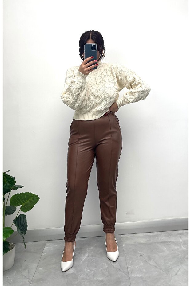 Thai Feather Leather Pants