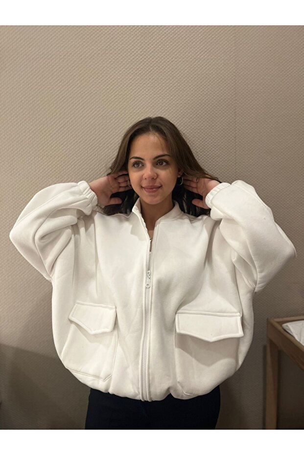 crop sweatshirt-bomber model - 5