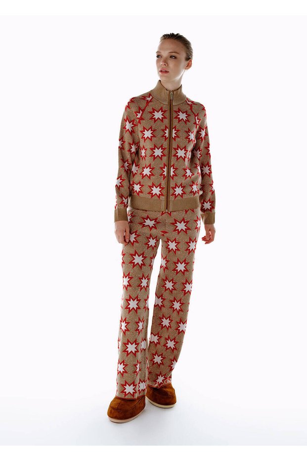 Iconic Après-Ski Star Patterned Knitwear Trousers Camel