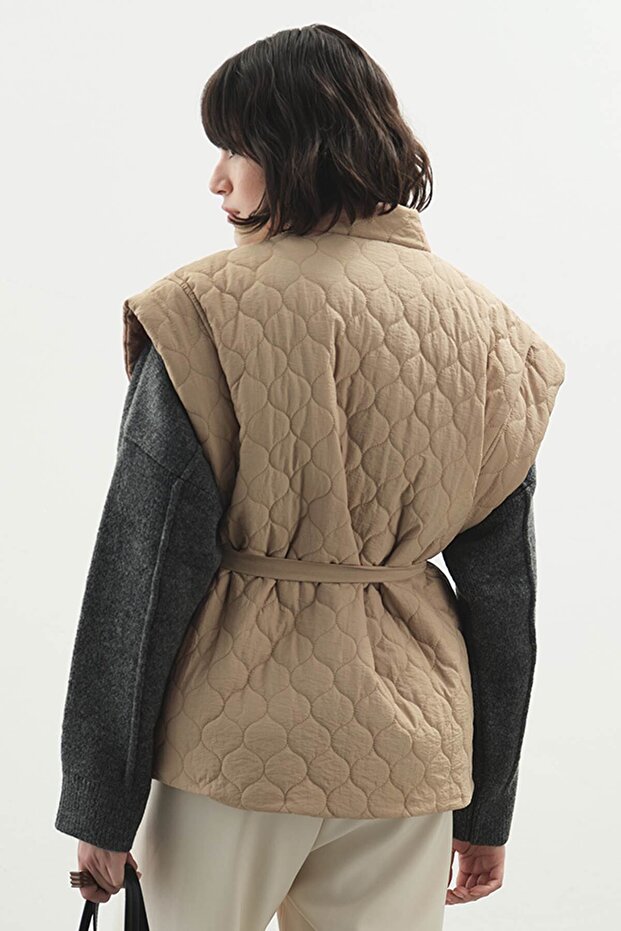 Kapitone Camel Yelek - 9