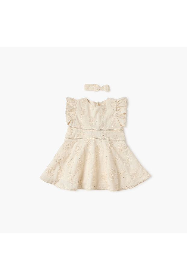 Embroidered Dress with Headband