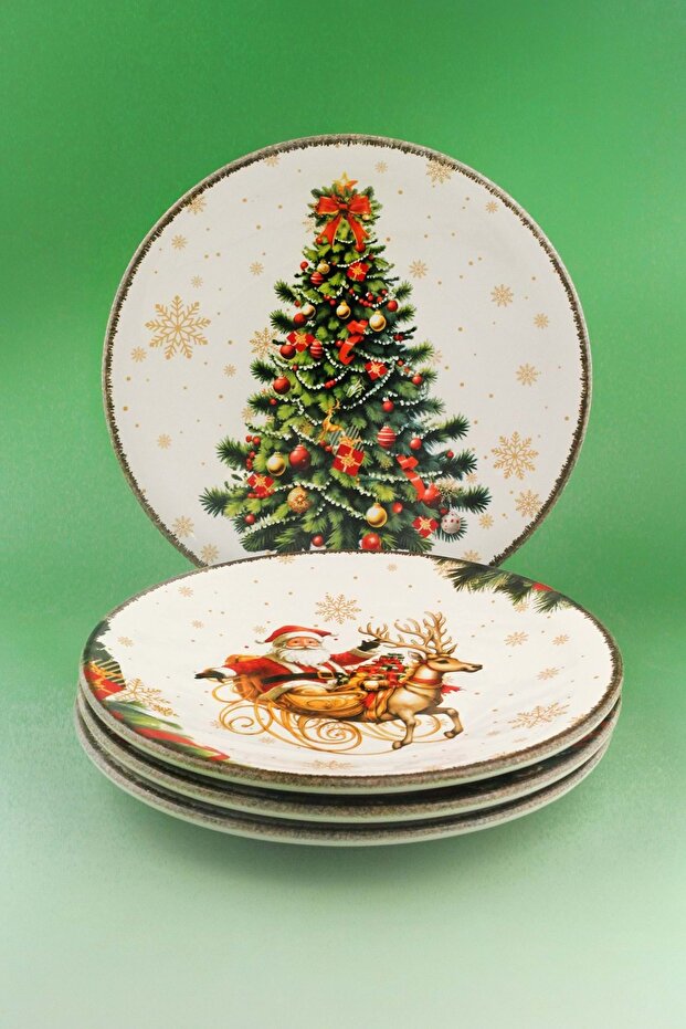 Retro New Christmas 4 Piece Porcelain Serving Plate