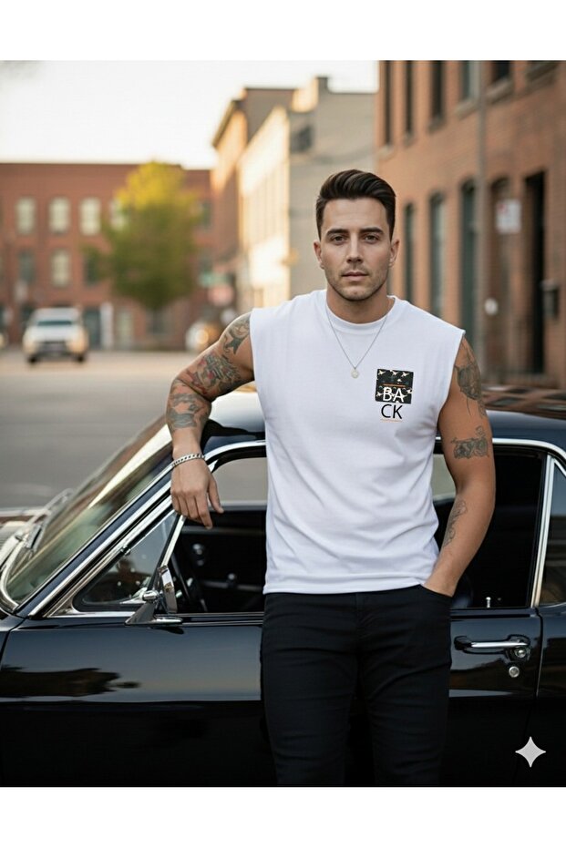 Back Printed Men's Zero Sleeve T-Shirt